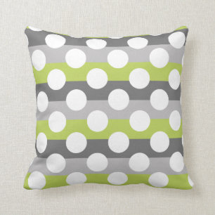 Lime Green Grey White Modern Polka Dot Pattern Kissen