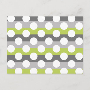 Lime Green Grey White Modern Polka Dot Pattern Postkarte