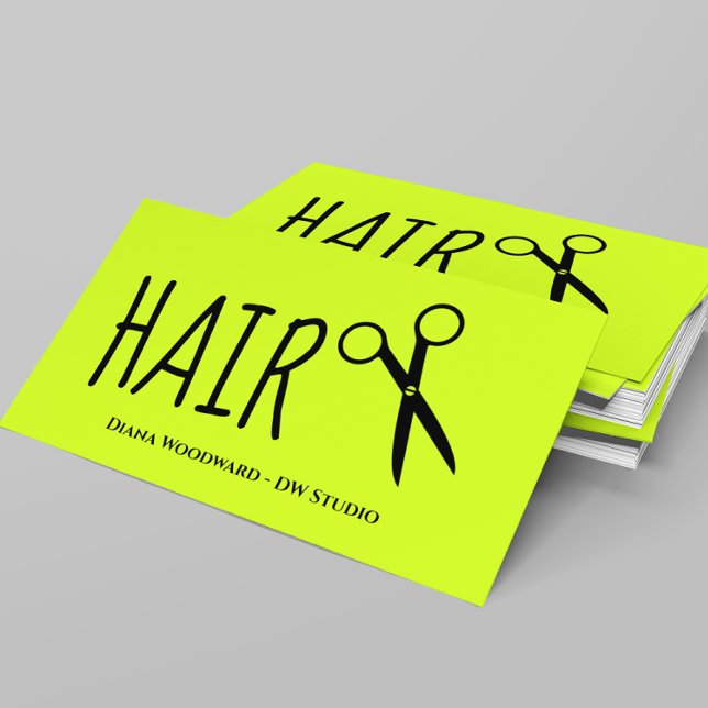 Lime Green Hairdresser Business Card Visitenkarte (Von Creator hochgeladen)