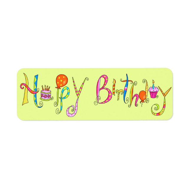 Lime Green Happy Birthday Address Label Sticker (Vorne)