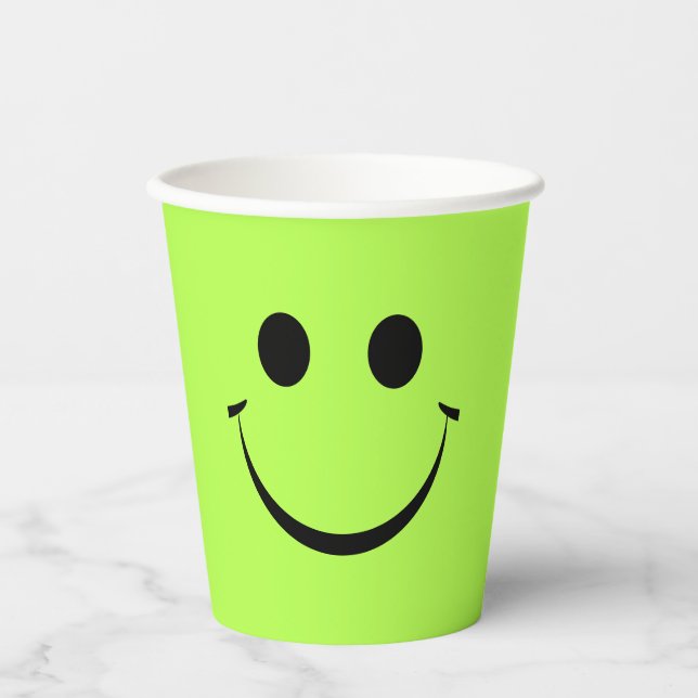 Lime Green Happy Face Birthday Pappbecher (Vorderseite)