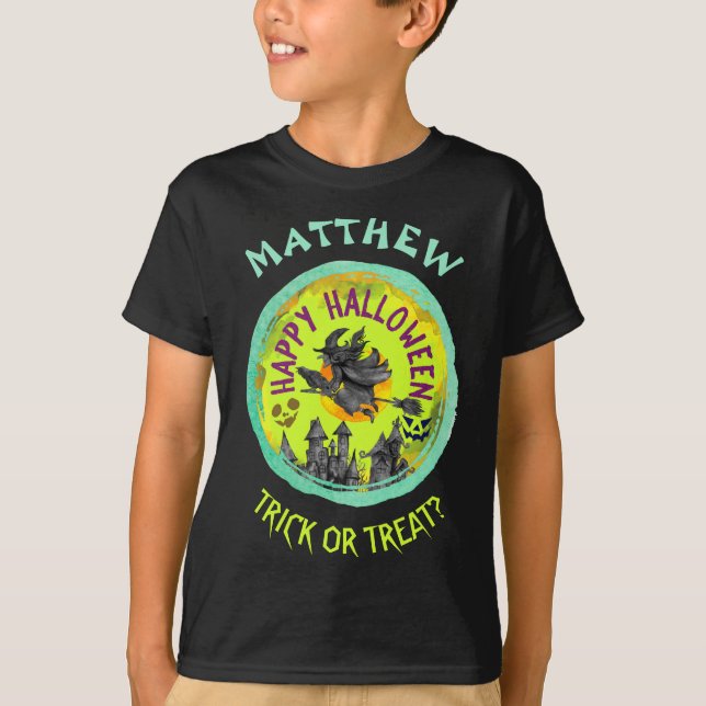 Lime green Happy Halloween Custom T - Shirt (Vorderseite)