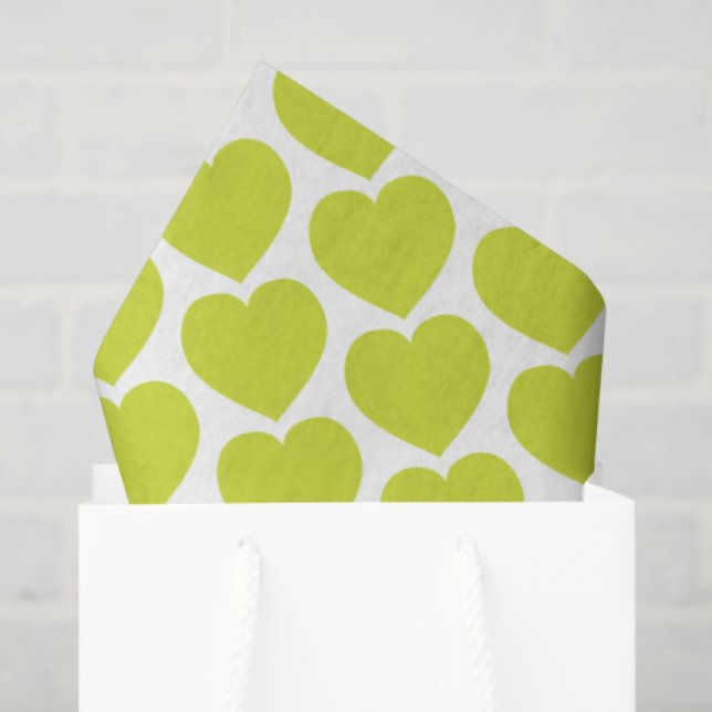 Lime Green Hearts Modern Sweet Love Notes Fun Seidenpapier (Geschenktüte)