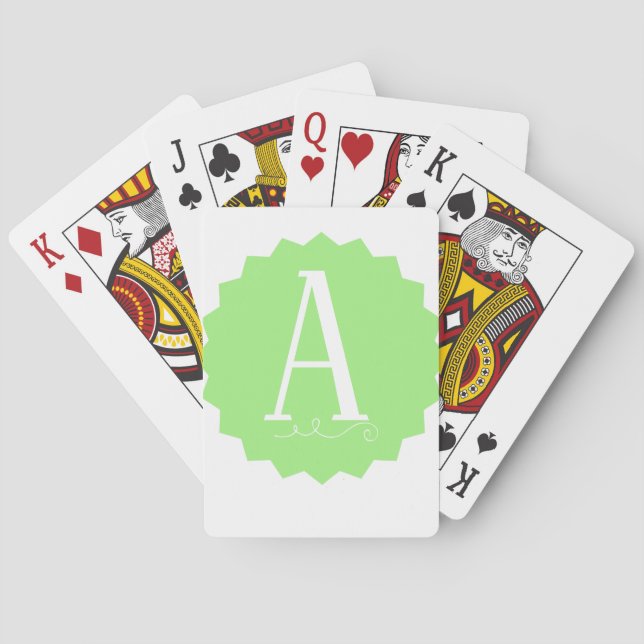 Lime Green Initial Classic Playing Cards Spielkarten (Rückseite)