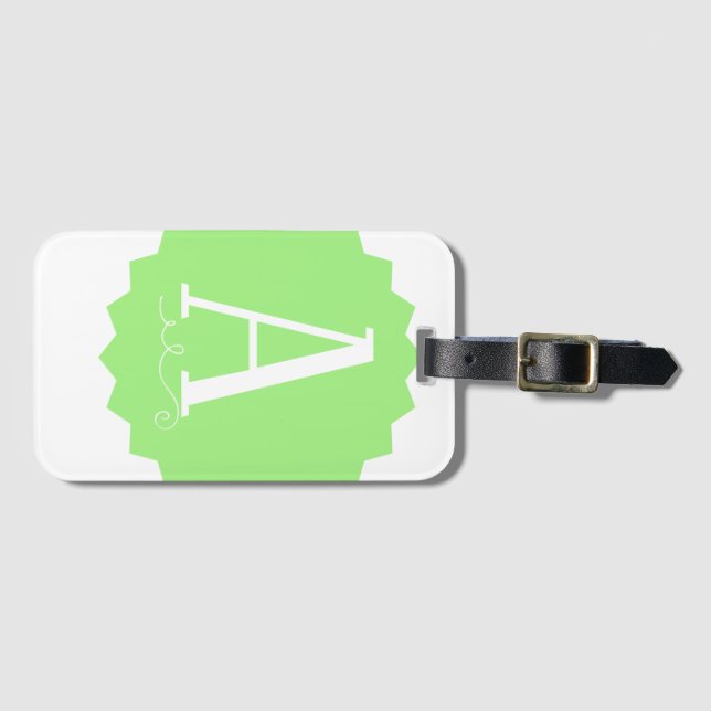 Lime Green Initial Luggage Tag Gepäckanhänger (Vorderseite (Horizontal))