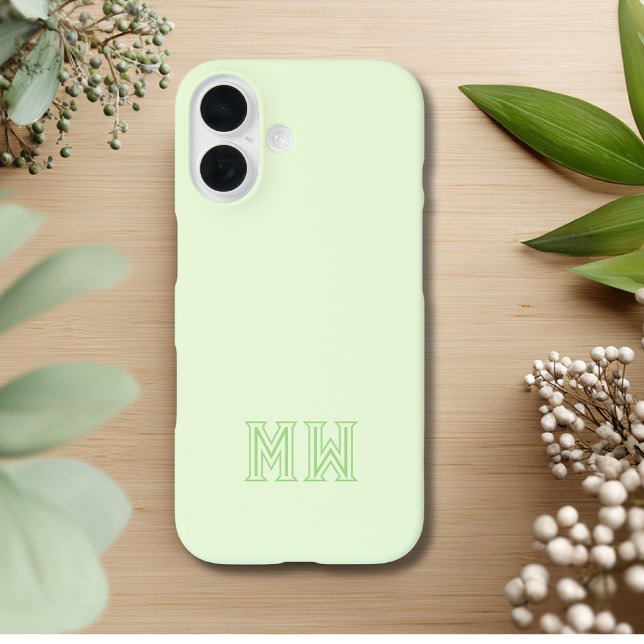 Lime Green Initials Monogram Simple Minimal  Case-Mate iPhone Hülle (Von Creator hochgeladen)
