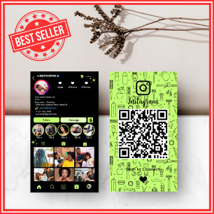 Lime Green Instagram Friseursalon QR Visitenkarte