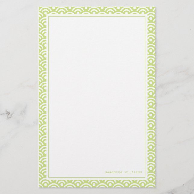 Lime Green Japanese Seigaiha Pattern Briefpapier (Vorderseite)