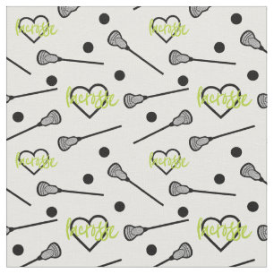Lime Green Lacrosse Sticks und Herzmuster Stoff