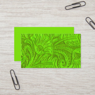 Lime Green Leather Print Business Cards Visitenkarte