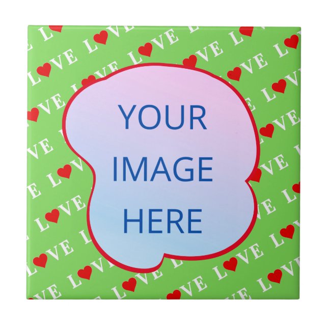 Lime Green LIEBE Fliese (Vorderseite)