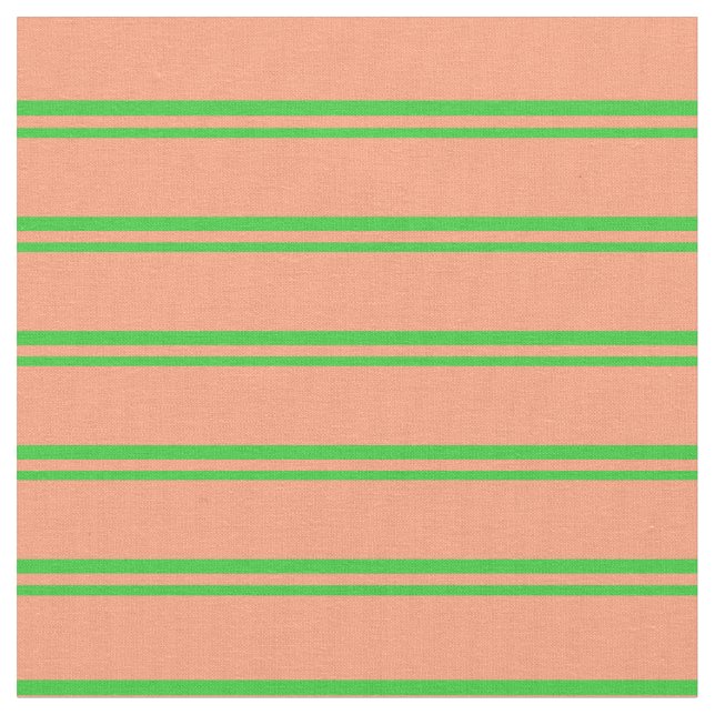 Lime Green & Light Lachs Colofarbene Lines Stoff (Nahaufnahme)