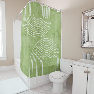 Lime Green Linen Minimalistisch Duschvorhang