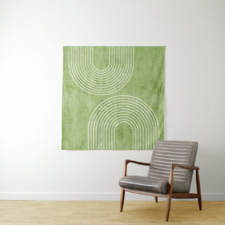 Lime Green Linen Minimalistisch Wandteppich