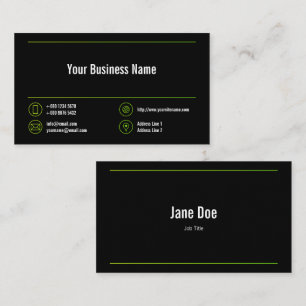 Lime Green Lines Corporate Chartreuse Icons Black Visitenkarte