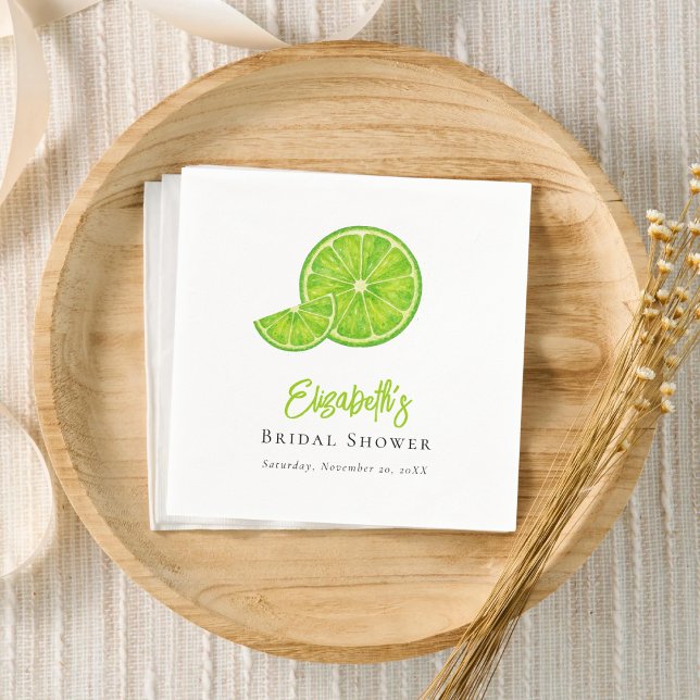 Lime Green Main Squeeze Bridal Shower Paper Napkin Serviette (Von Creator hochgeladen)