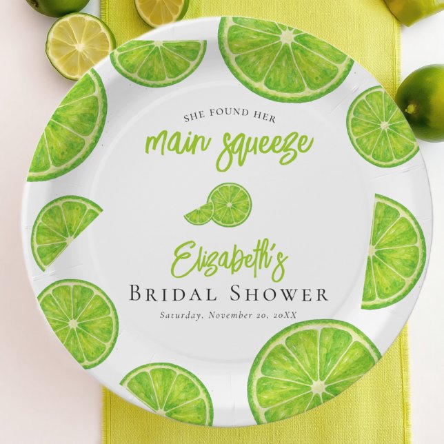 Lime Green Main Squeeze Bridal Shower Paper Plates Pappteller (Von Creator hochgeladen)