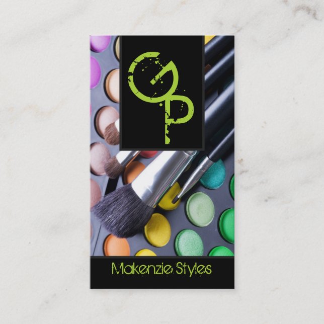 Lime Green Make up Artist Palette Business Card Visitenkarte (Vorderseite)