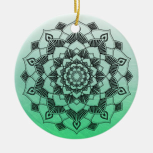 Lime Green Mandala Abstrakt Schöne Weihnachten Keramik Ornament