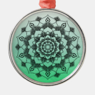 Lime Green Mandala Abstrakt Schöne Weihnachten Ornament Aus Metall