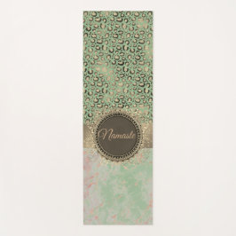 Lime Green Marble Glittery Leopard Yogamatte