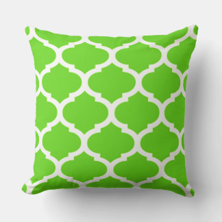 Lime Green marokkanische Quatrefolienmuster Kissen