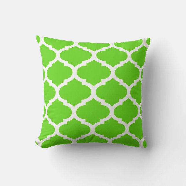 Lime Green marokkanische Quatrefolienmuster Kissen (Vorderseite)