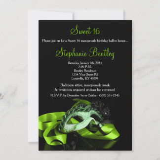 Lime Green Masquerade Sweet 16 Geburtstag Einladun Einladung