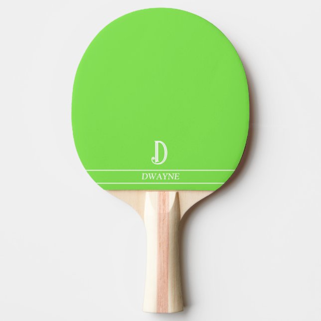 Lime Green Mit Monogramm Ping Pong Paddle Tischtennis Schläger (Vorderseite)