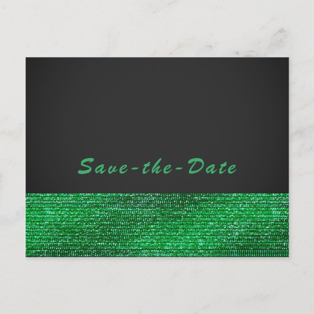 Lime Green Modern Glam Sequins Save the Date Ankündigungspostkarte (Vorderseite)