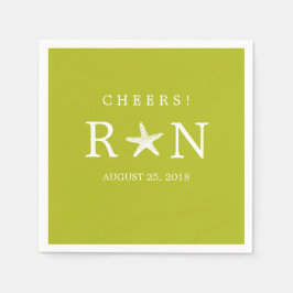 Lime Green Monogram Starfish | Hochzeit Serviette