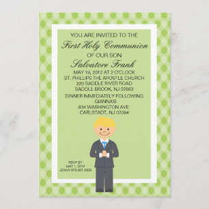 Lime Green Niedlich First Communion Boy Einladung