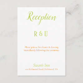 Lime Green, Orange und White Empfang Begleitkarte