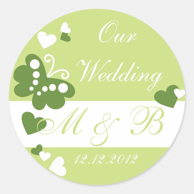 Lime Green Our Wedding Monogram Sticker (Vorderseite)