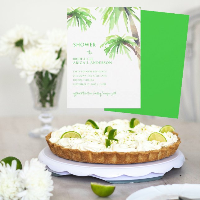Lime Green Palm Tree Brautparty Einladung (Von Creator hochgeladen)