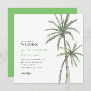 Lime Green Palm Tree Wedding Einladung