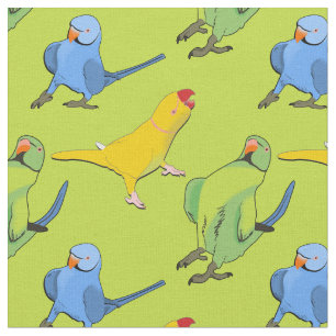 Lime Green Parrot Lingful Indian Ringneck Pattern Stoff