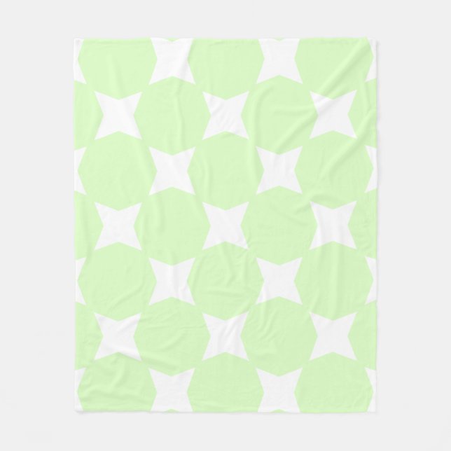 Lime Green Pastel & White Star Design Fleecedecke (Vorderseite)