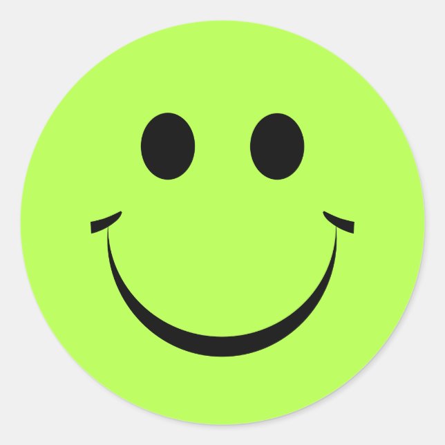 Lime Green Personalisiert Happy Face Runder Aufkleber (Vorderseite)