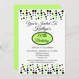 Lime Green Polka Dot Birthday Party Einladung