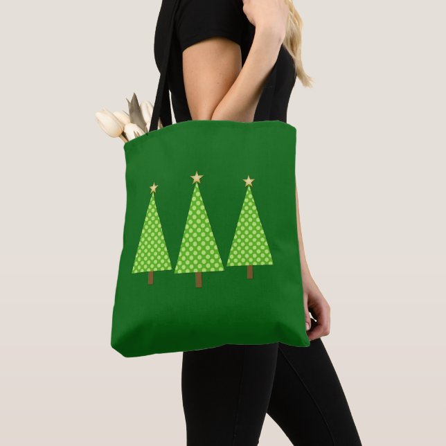 Lime Green Polka Dot Moderne Weihnachtsbaum Tasche (Von Nahem)