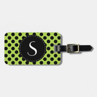 Lime Green Polka Dot Monogram Personalisiert Gepäckanhänger