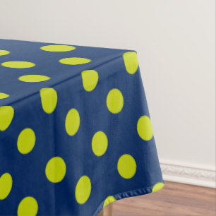 Lime Green Polka Dots on Navy Blue Tischdecke