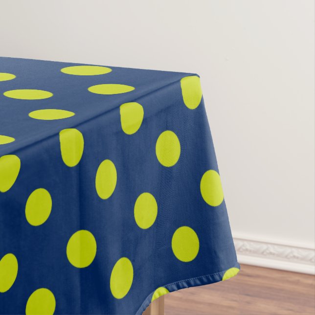 Lime Green Polka Dots on Navy Blue Tischdecke (Beispiel)