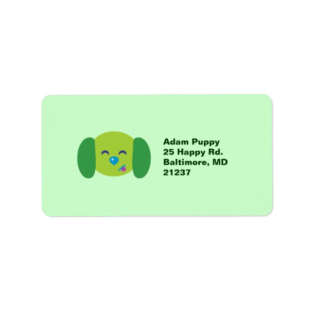 Lime Green Puppy Adressaufkleber (Vorne)