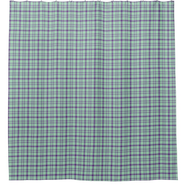 Lime Green Purple Plaid Shower Curtain Duschvorhang (Vorderseite)