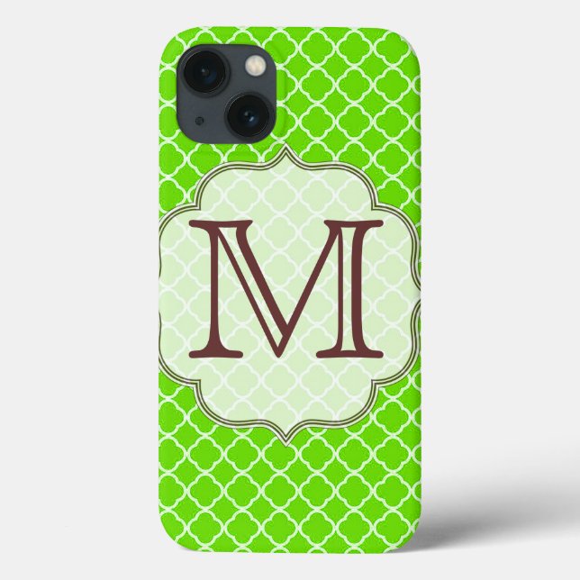 Lime Green Quarterfoil Latti Monogram IPAD Case (Rückseite)