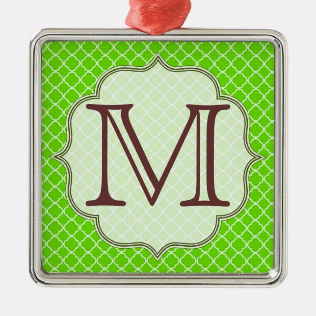 Lime Green Quarterfolie Latti Monogram Ornament (Vorne)