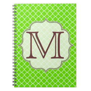 Lime Green Quaterfoil Latti Monogram Note Book Notizblock