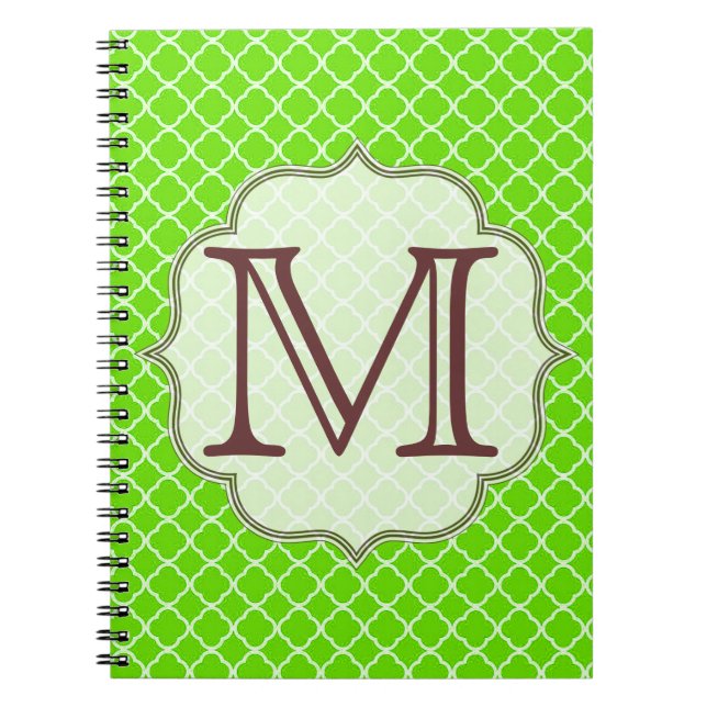 Lime Green Quaterfoil Latti Monogram Note Book Notizblock (Vorderseite)